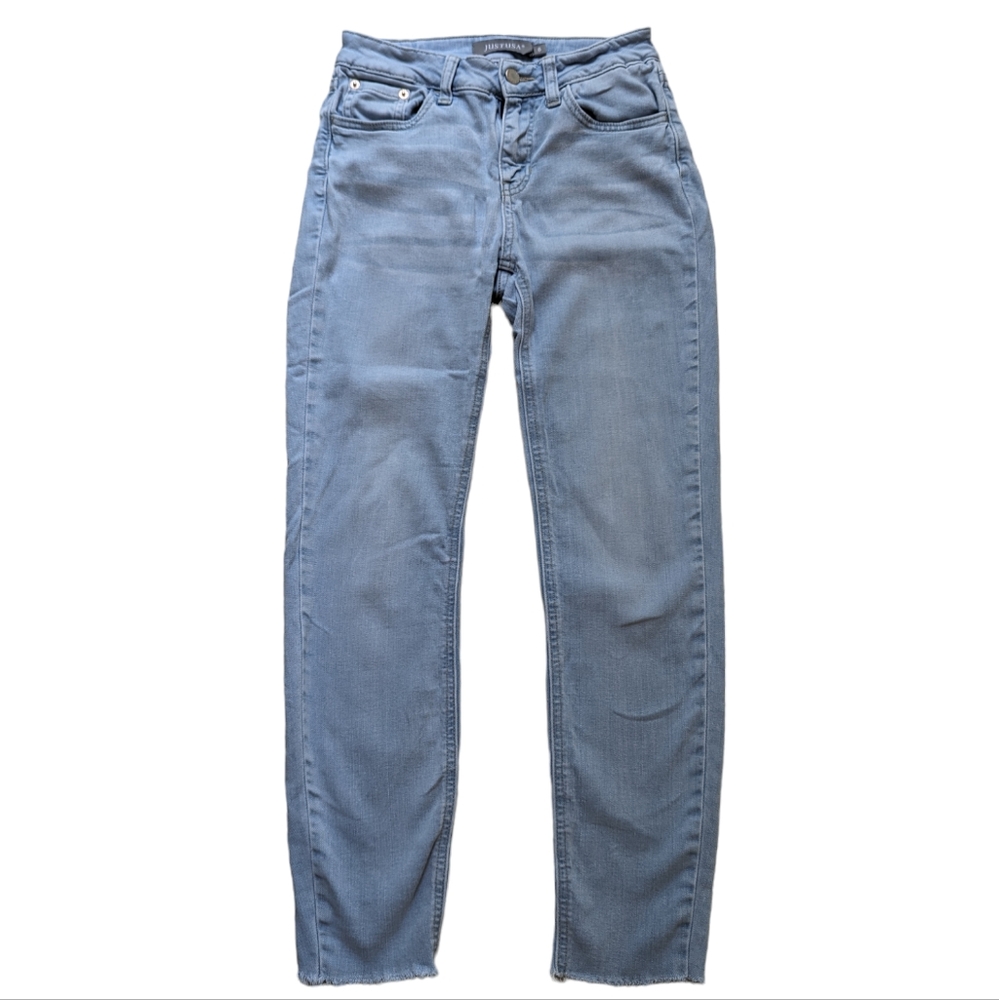 Just USA Women's Light Wash Blue Cropped Skinny Stretch Denim Jeans Size 6